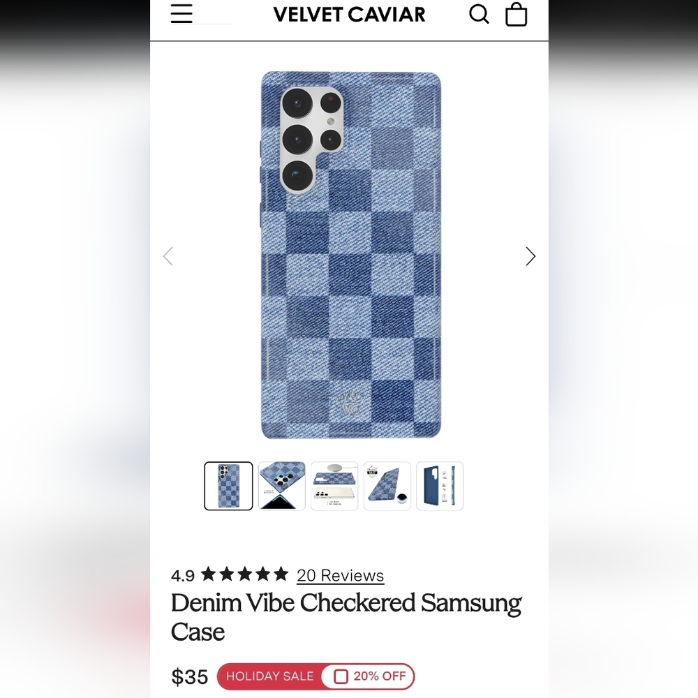 Velvet Caviar Denim Vibe Checkered Phone Case Samsung S23 Ultra - Picture 3 of 4